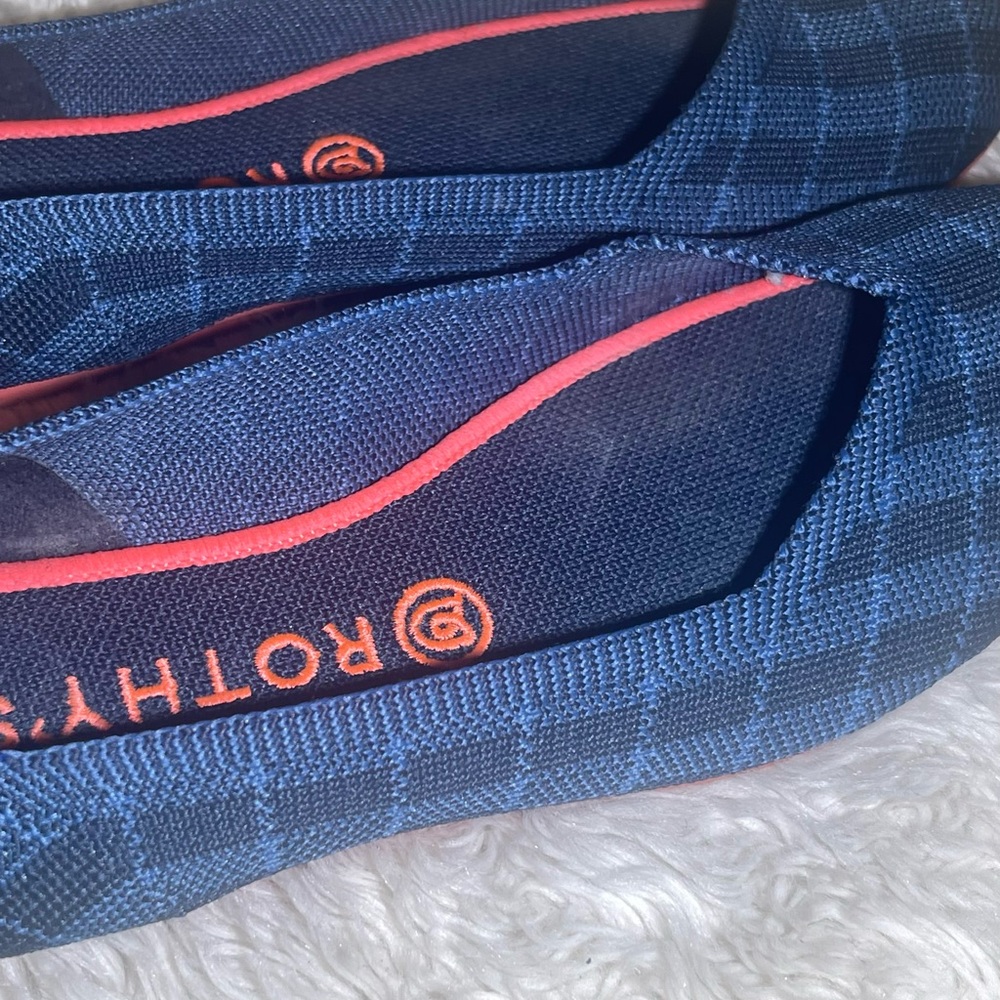 Rothy's indigo gingham Navy and Black Patterned Flat shoes size 9 - Picture 4 of 7